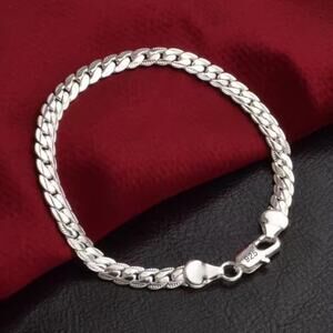 925 Silver Bracelet Cuban Snake Chain Vintage Fashion Birthday Anniversary Gift